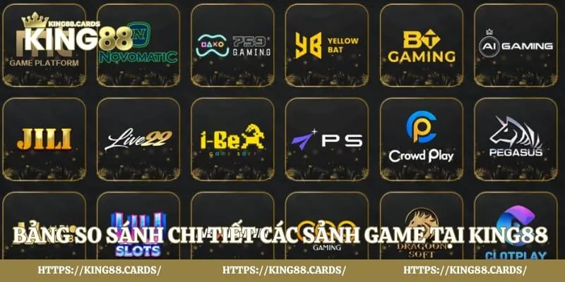 Bảng so sánh chi tiết các sảnh game tại King88