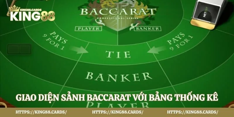 Giao diện sảnh baccarat với bảng thống kê